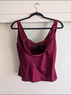 Lioness Wine Satin Lace-Trim Cami